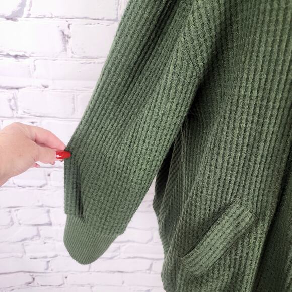 Torrid Cardigan Womans 2X Super Soft Plush Waffle Hooded Open Front Green - Picture 7 of 11